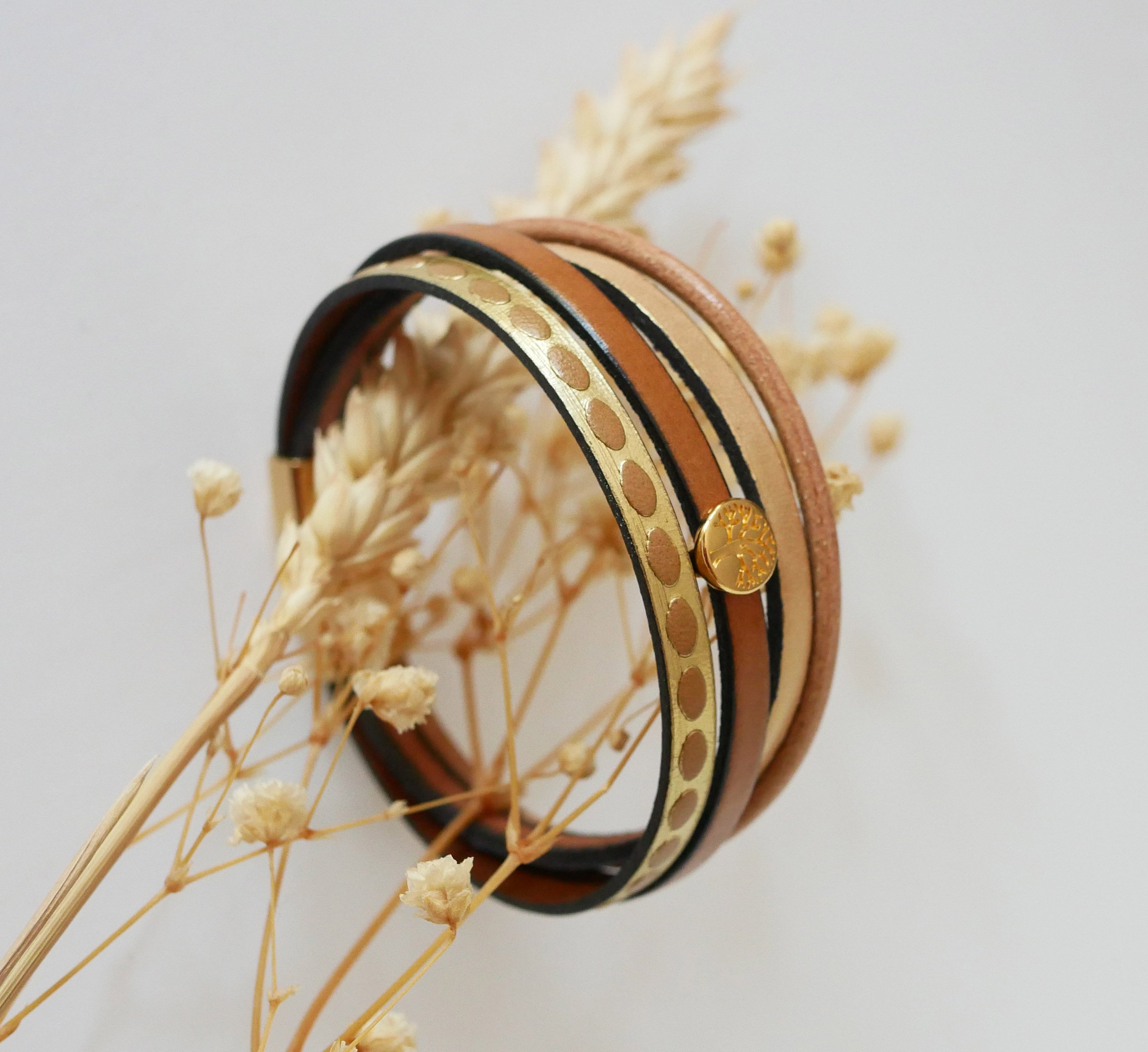 Bracciale da donna in oro con mini albero della vita cabochon