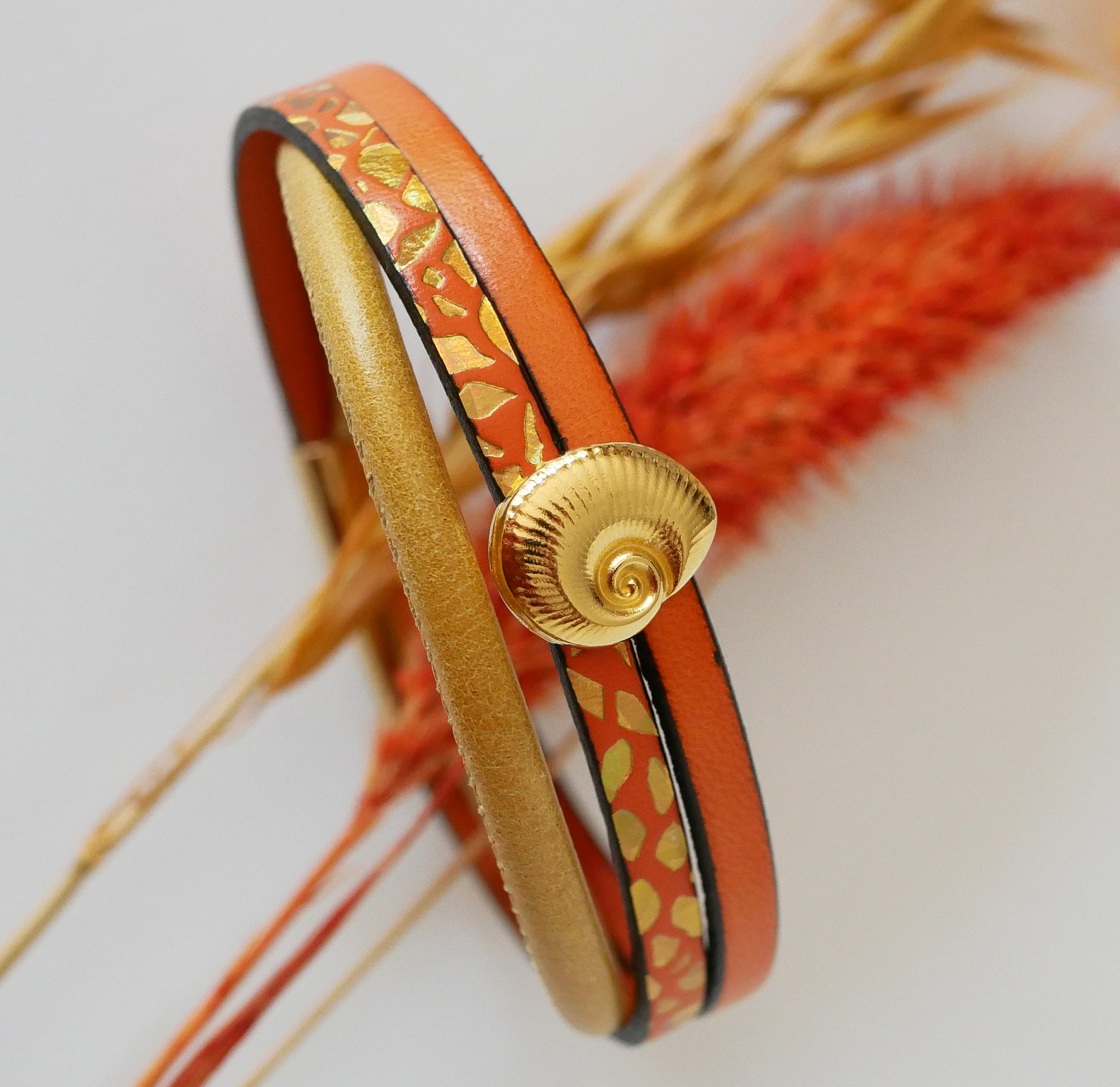 Bracciale da donna in oro Conchiglia in oro e arancio