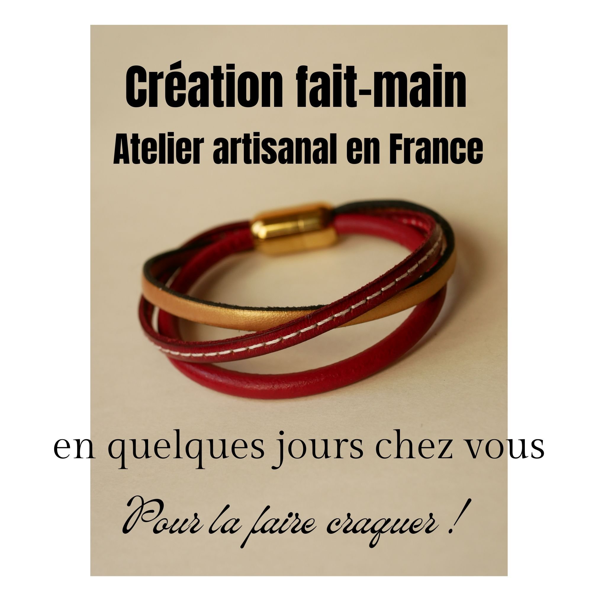 Bracciale da donna in multi-pelle rosso e oro