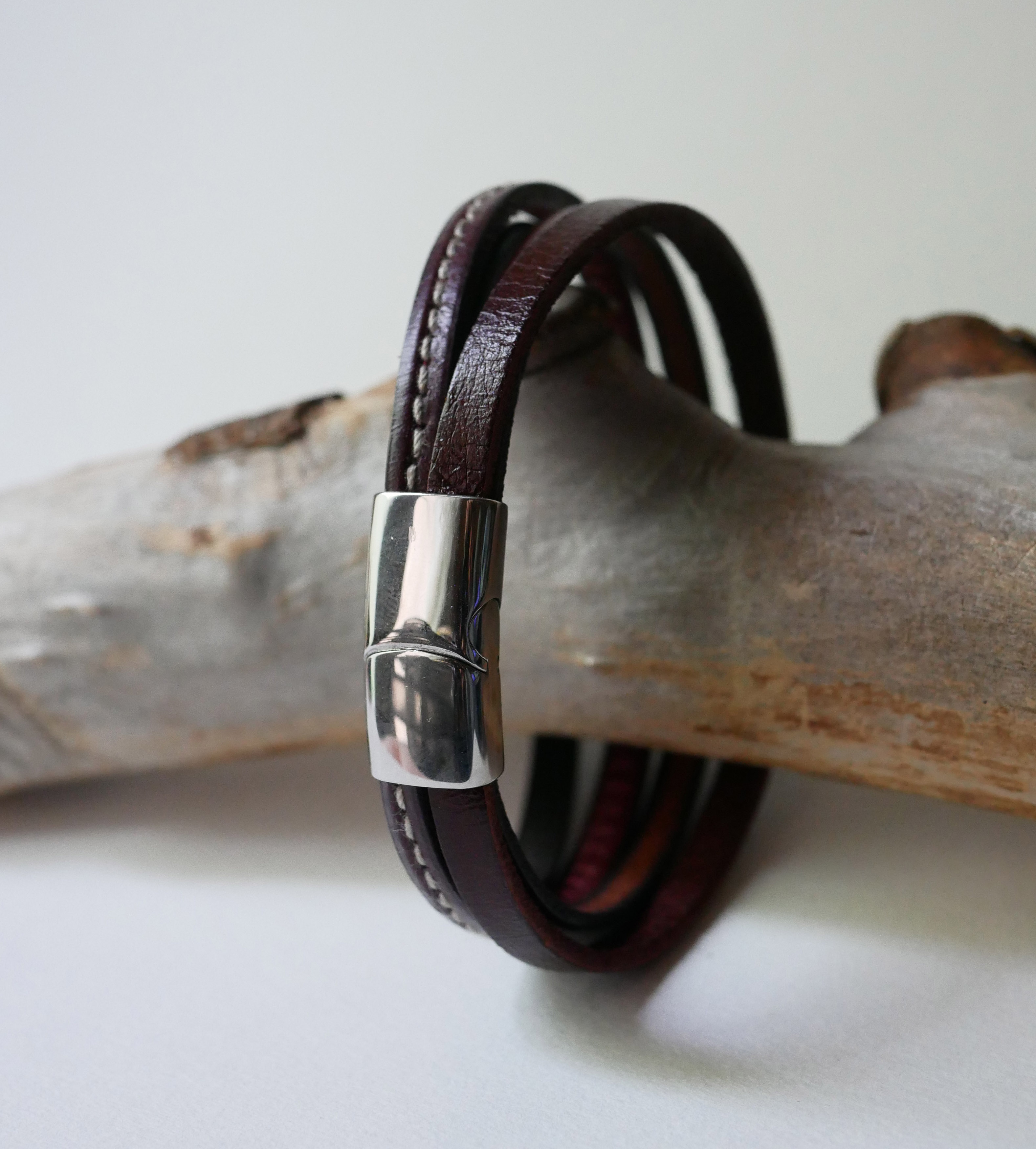 Bracciale da uomo in pelle marrone