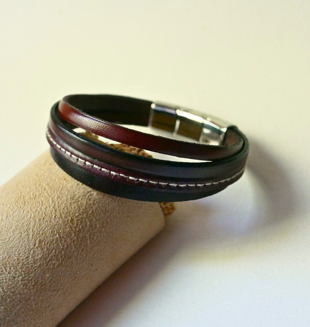 Bracciale da uomo in pelle marrone