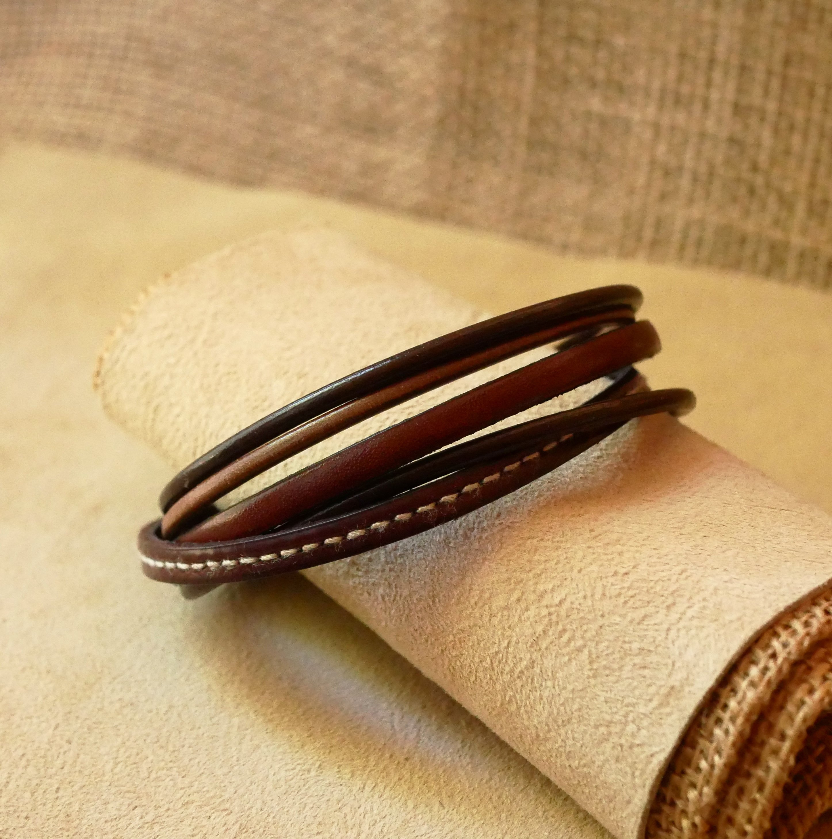 Bracciale da uomo in pelle marrone