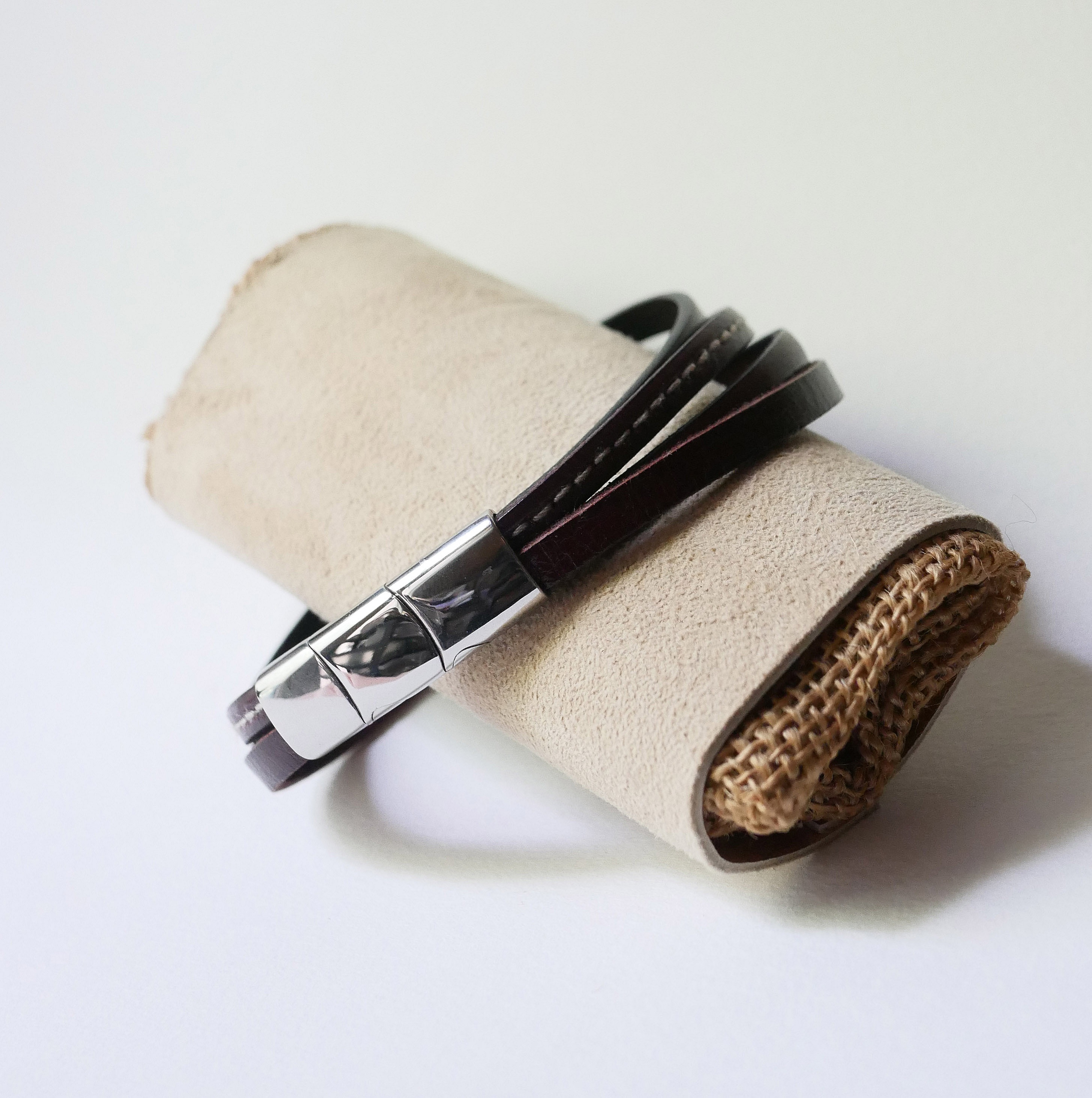 Bracciale da uomo in pelle marrone