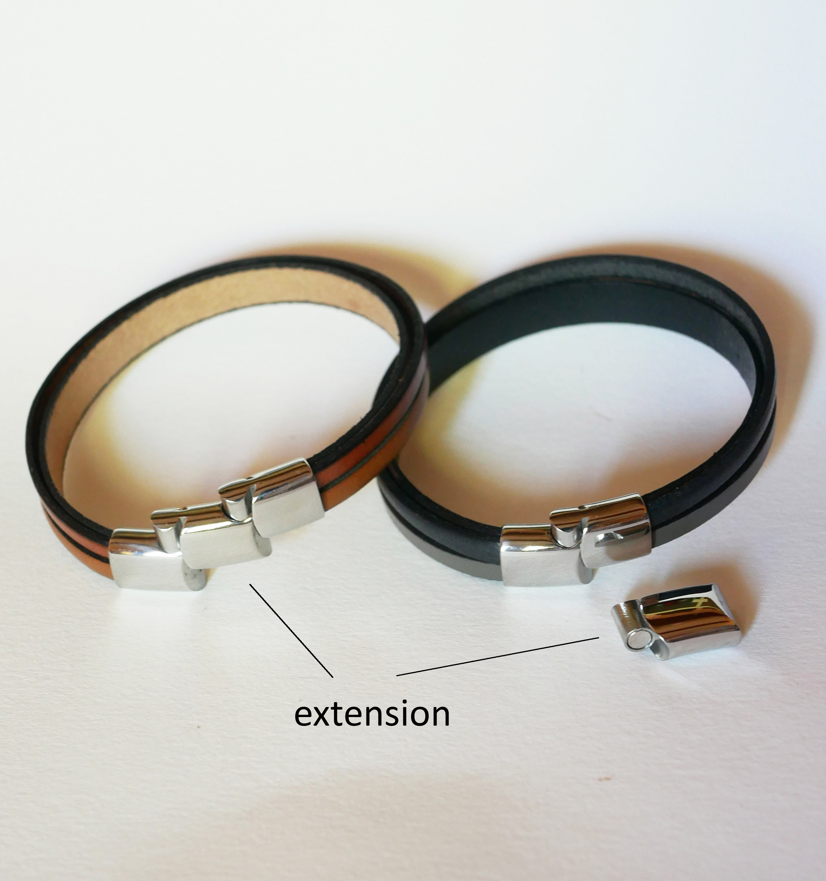Bracciale da polso in pelle verde e grigia per uomo