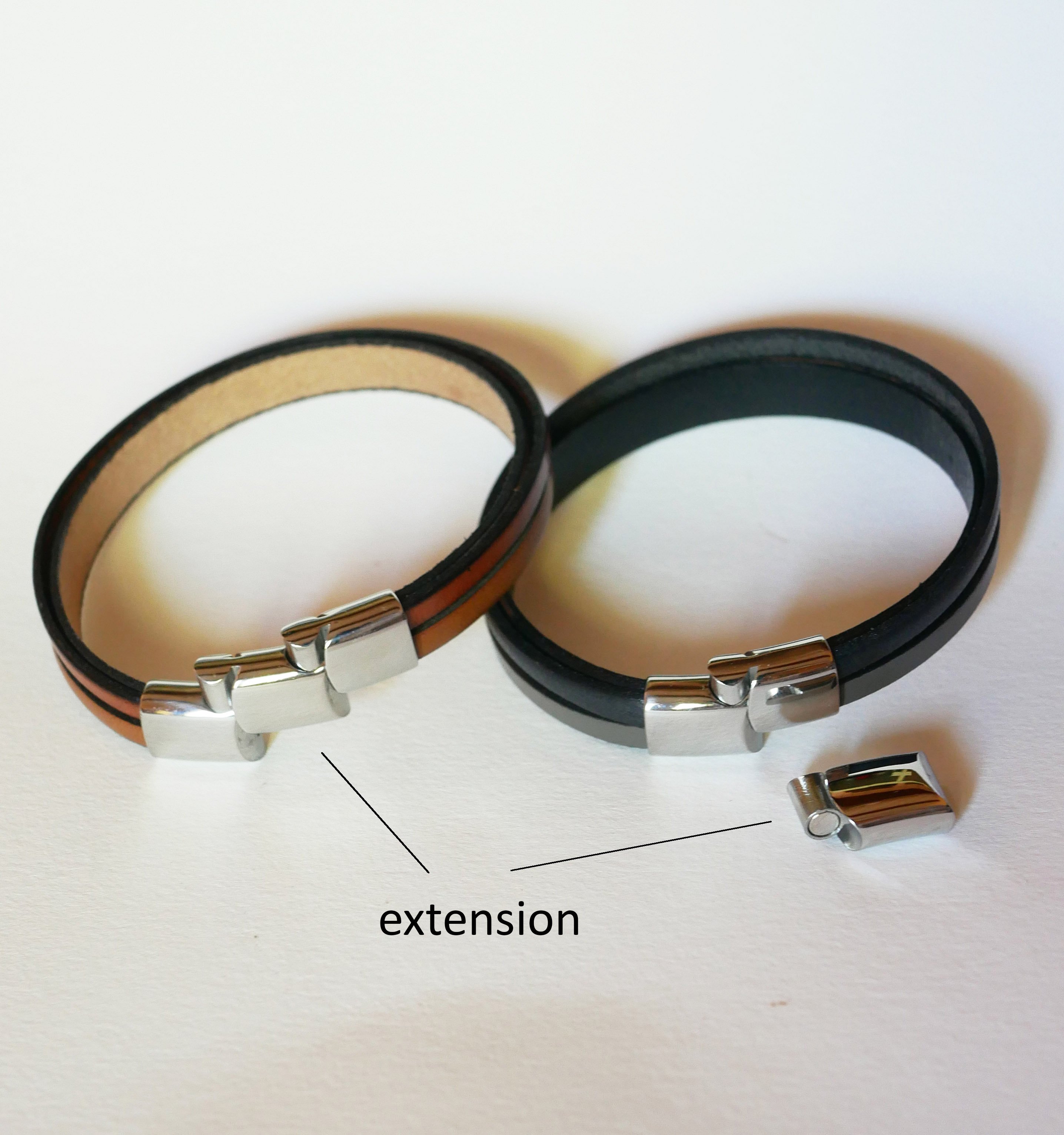 Bracciale da polso in pelle verde e grigia per uomo