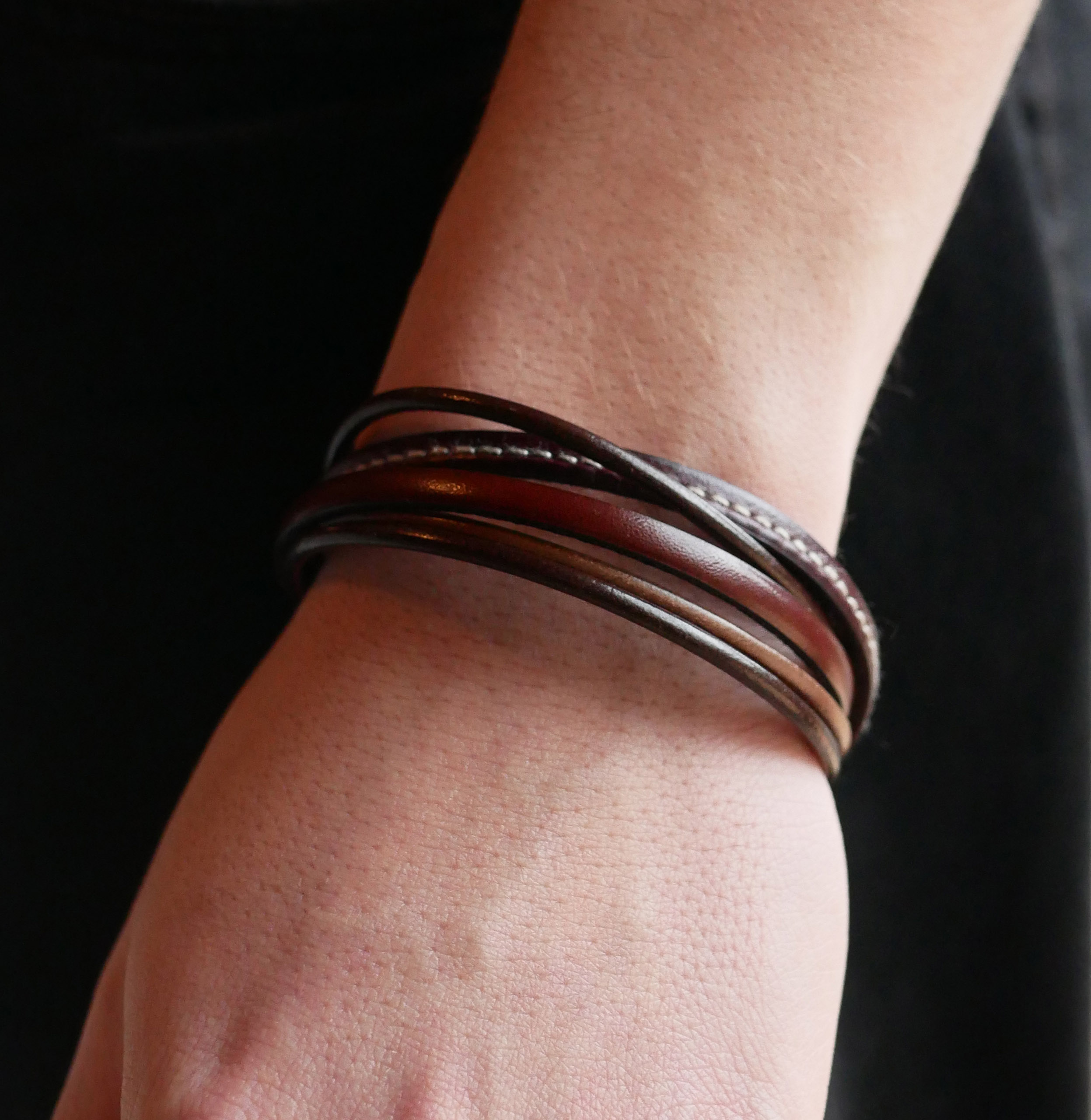 Bracciale da uomo in pelle marrone