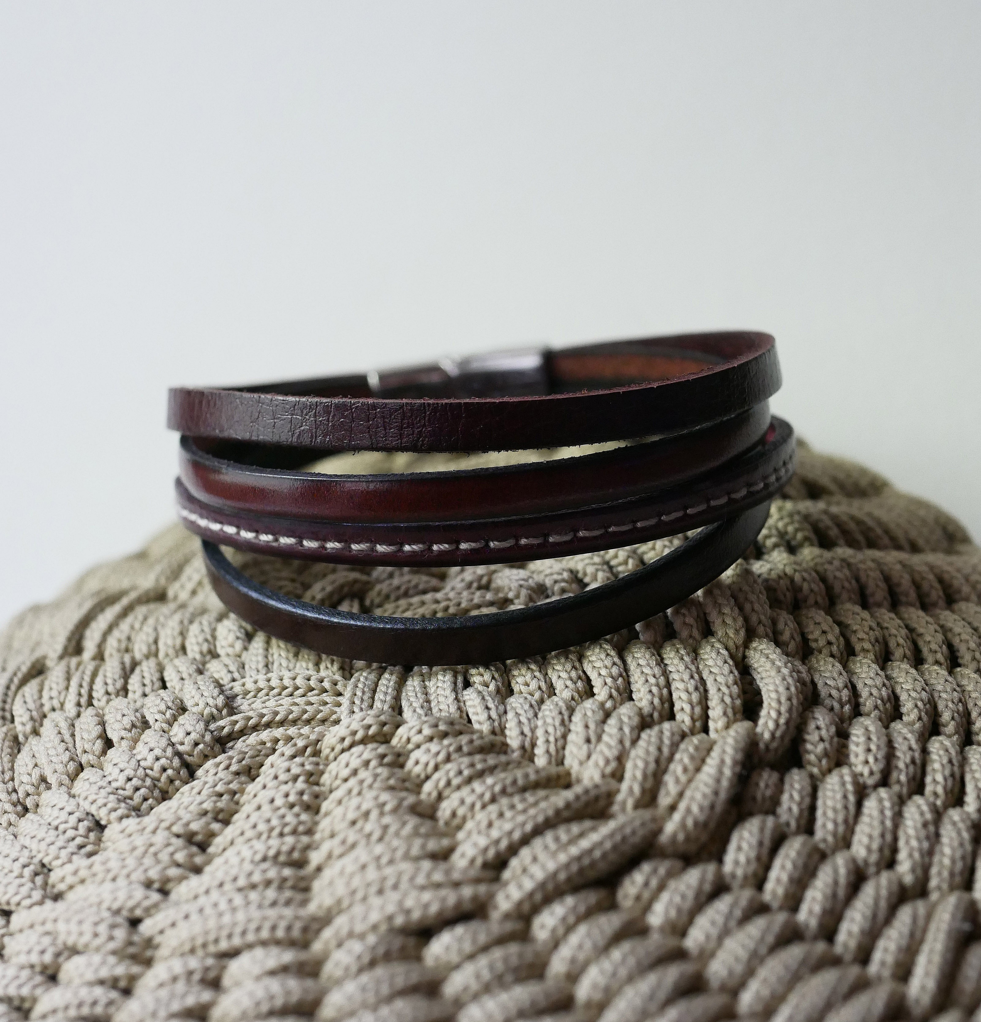 Bracciale da uomo in pelle marrone