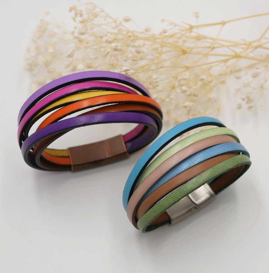 Bracciale multi-pelle in colori tonici