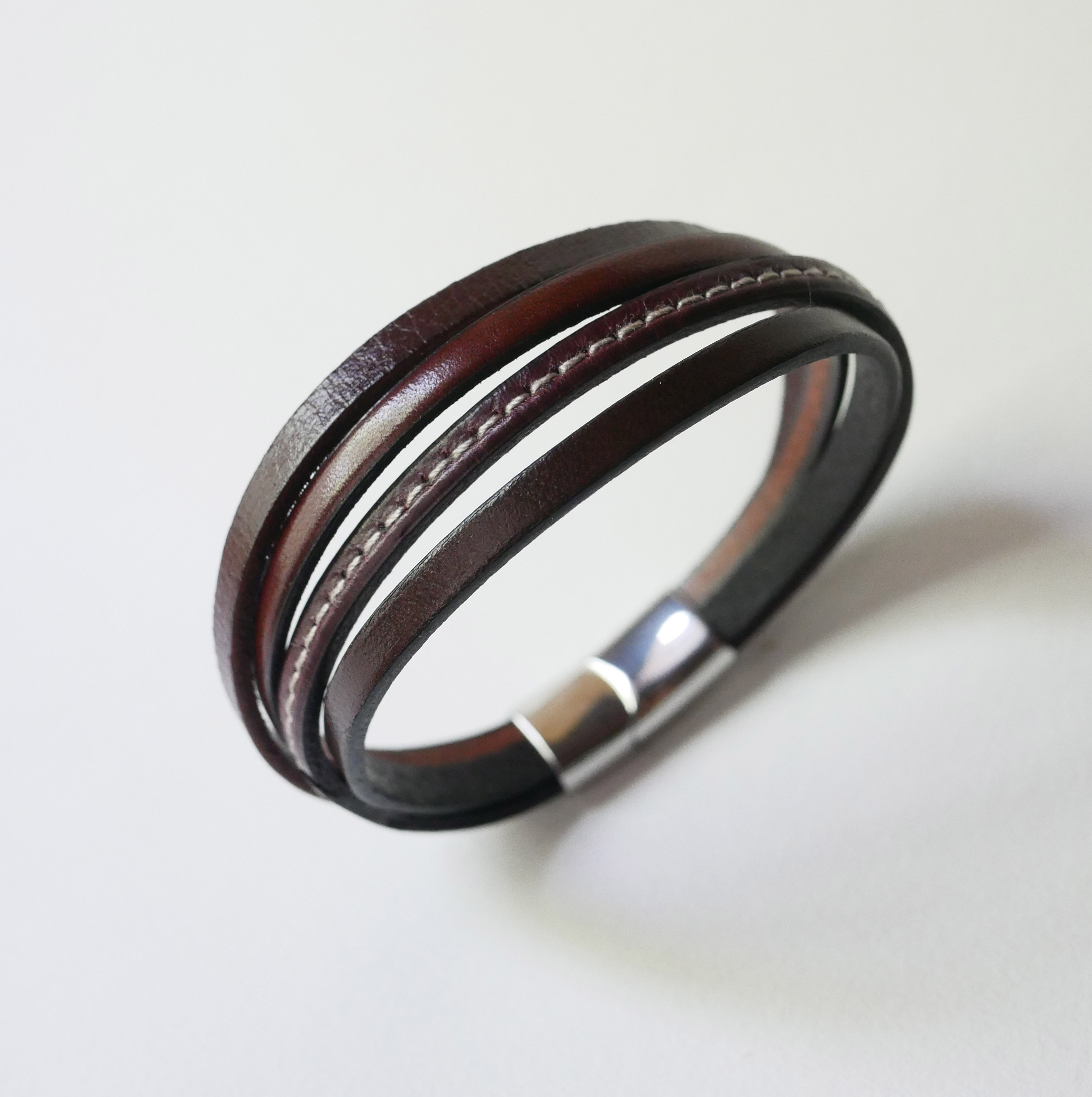 Bracciale da uomo in pelle marrone