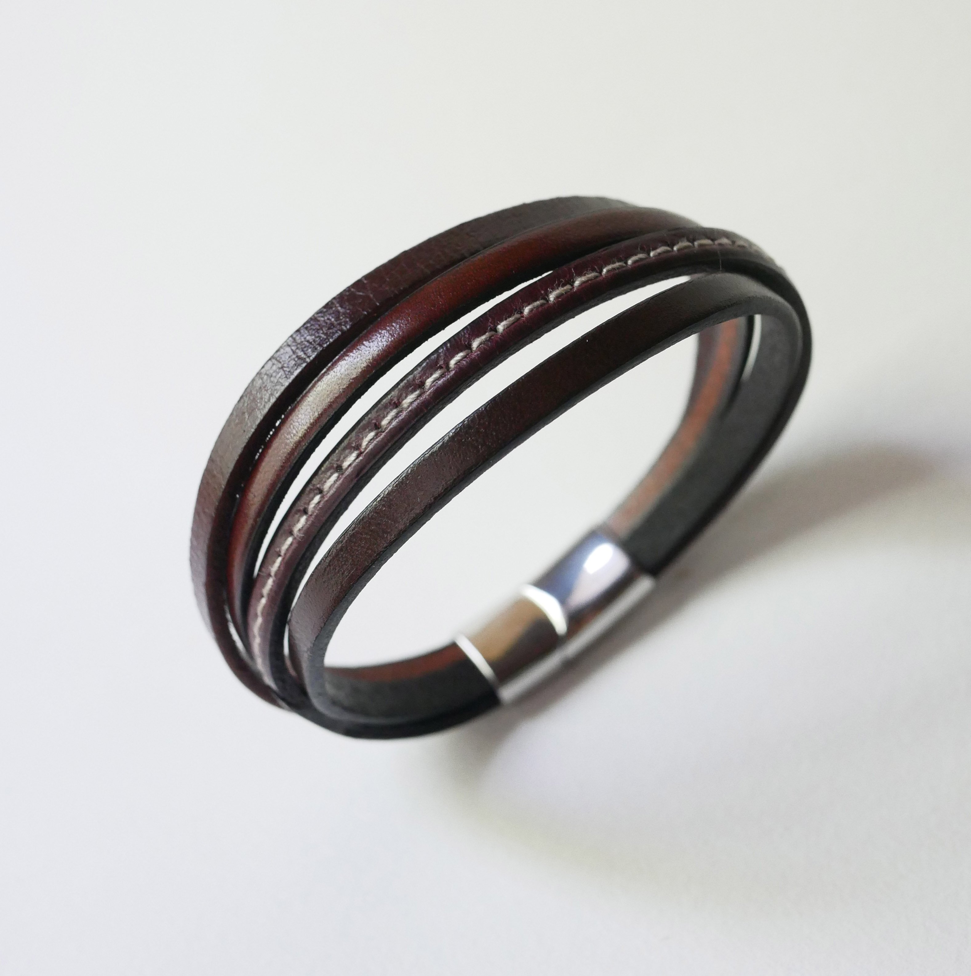 Bracciale da uomo in pelle marrone
