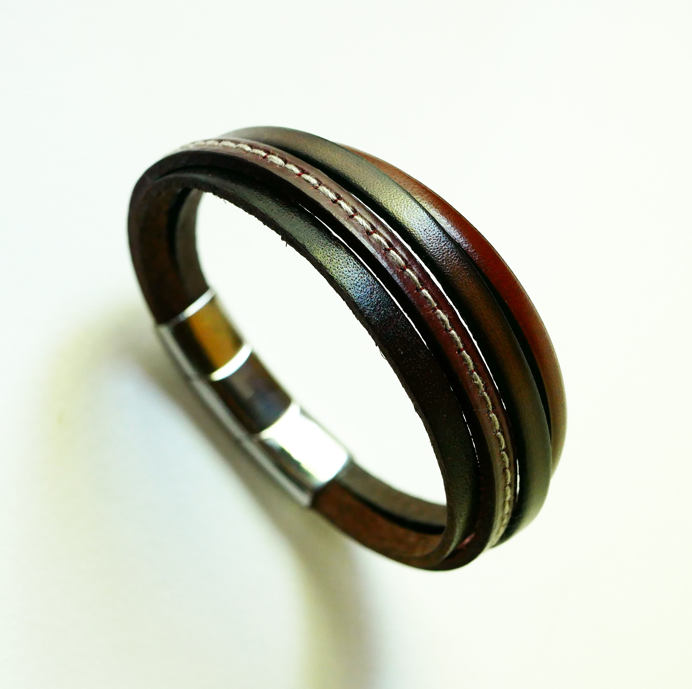 Bracciale da uomo in pelle marrone