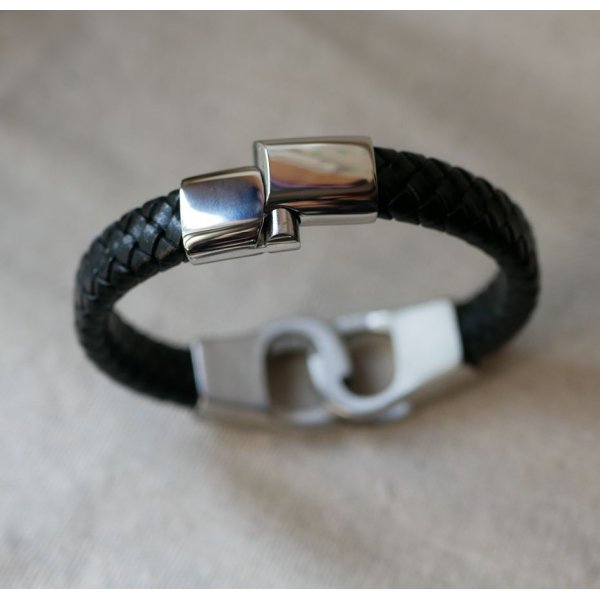 Bracciale a manette in pelle intrecciata colore e misura a scelta