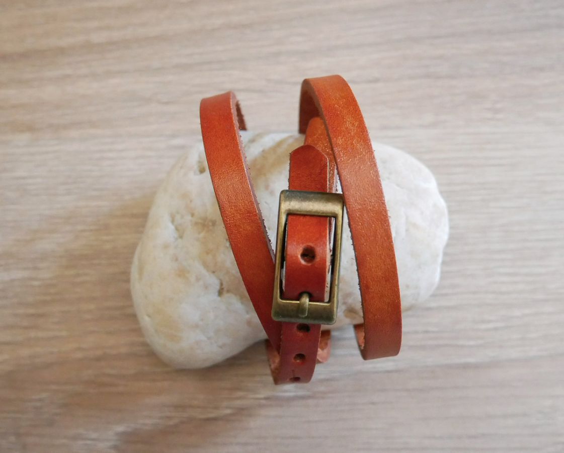 Bracciale misto 3 giri in pelle di colore a scelta