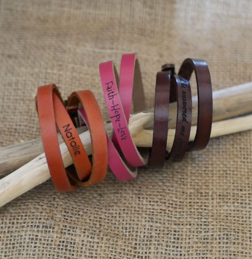 Bracciale misto 3 giri in pelle di colore a scelta