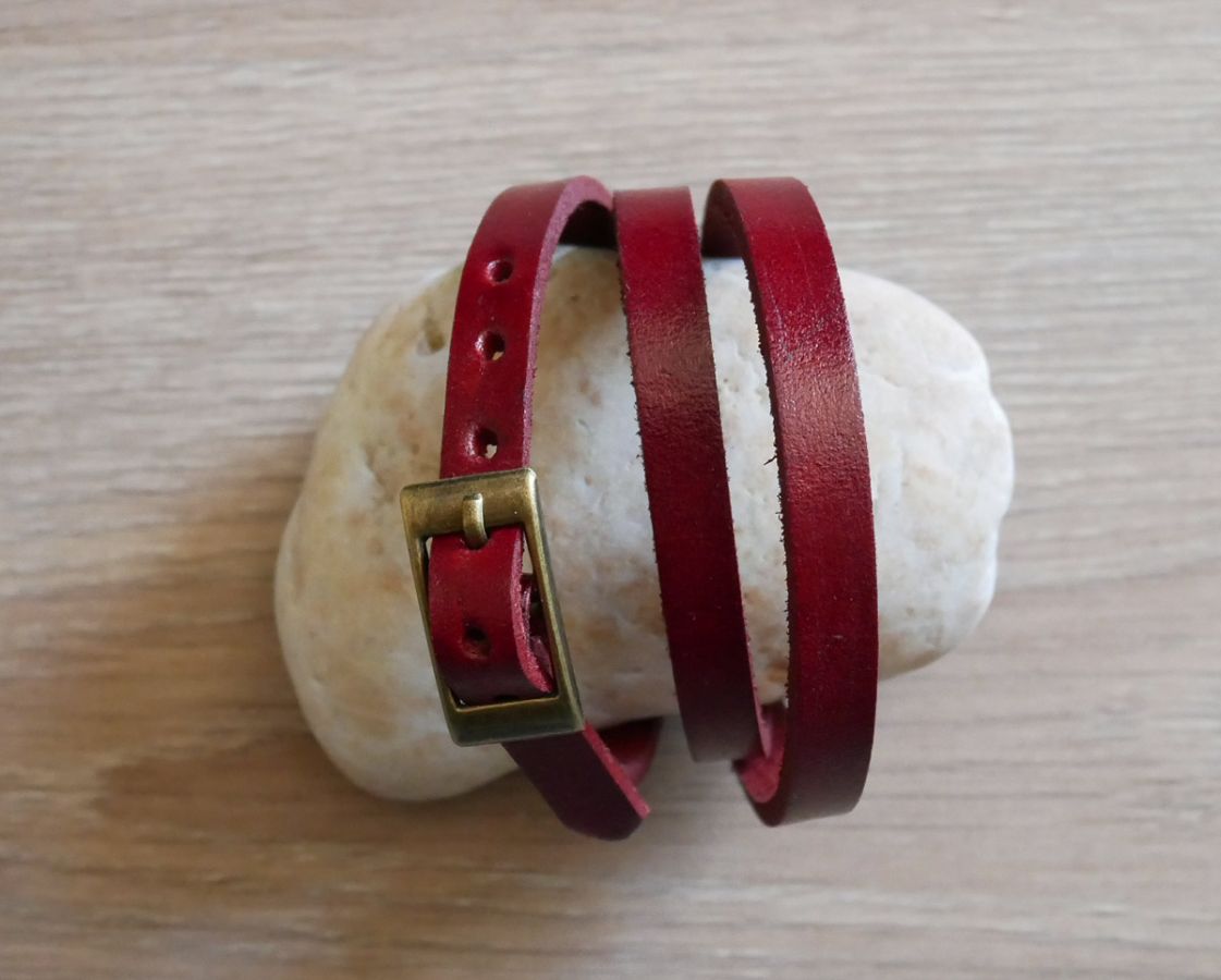 Bracciale misto 3 giri in pelle di colore a scelta