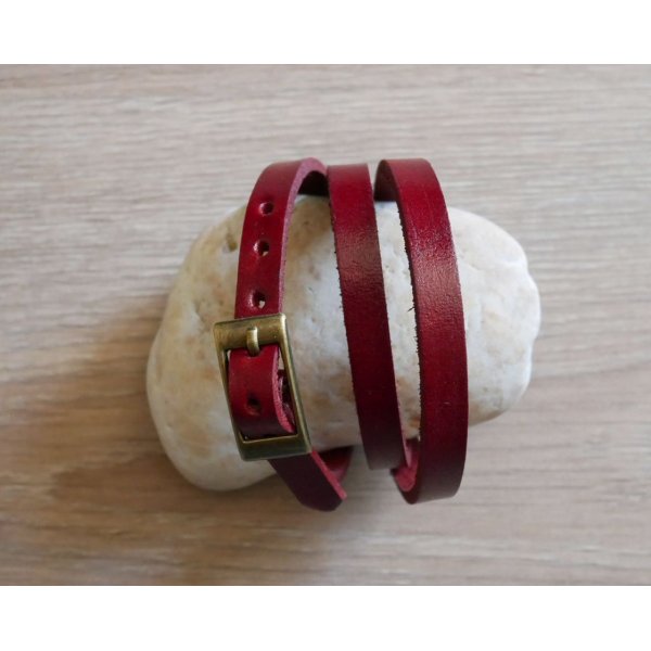 Bracciale misto 3 giri in pelle di colore a scelta