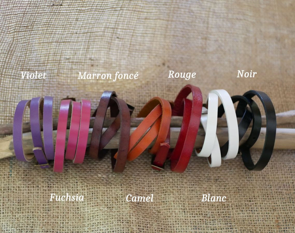 Bracciale misto 3 giri in pelle di colore a scelta