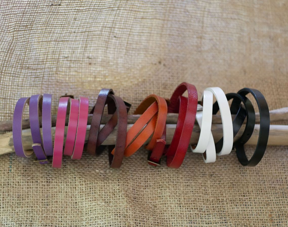 Bracciale misto 3 giri in pelle di colore a scelta