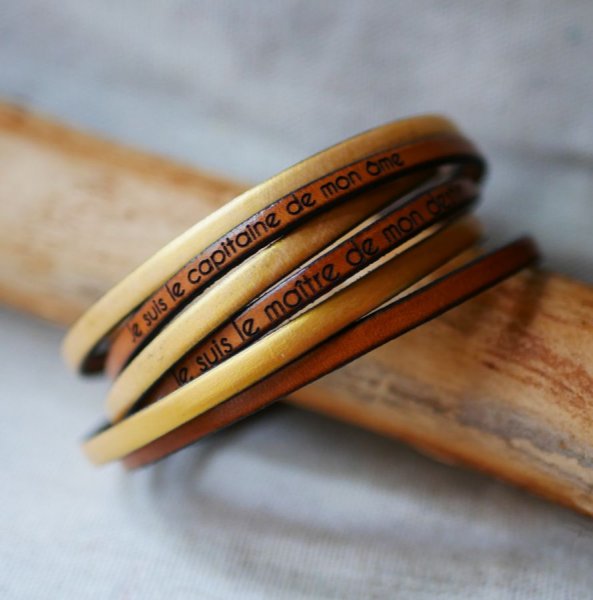 Bracciale duo in pelle multigiro personalizzabile per uomo o donna