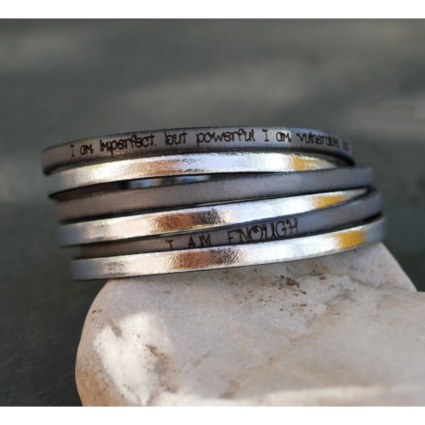 Bracciale duo in pelle multigiro personalizzabile per uomo o donna