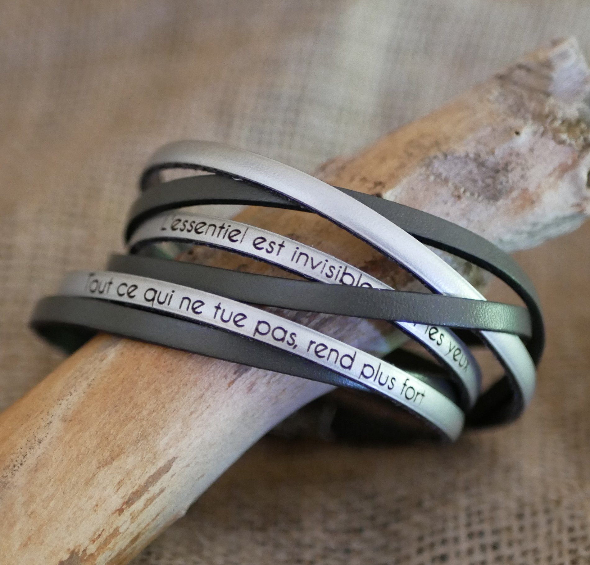 Bracciale duo in pelle multigiro personalizzabile per uomo o donna