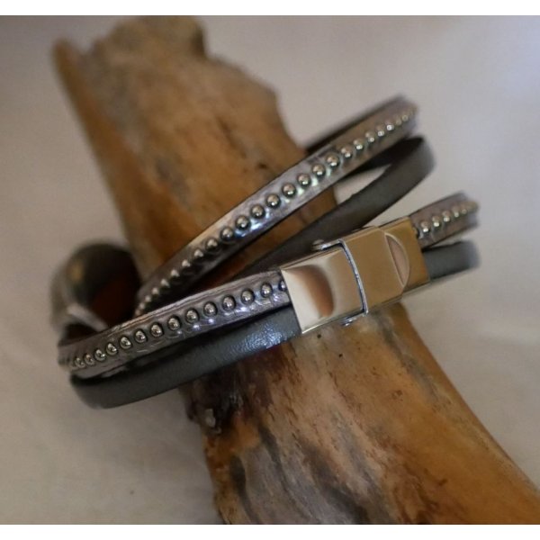 Orologio argentato doppio cinturino in pelle perline colore a scelta da personalizzare 