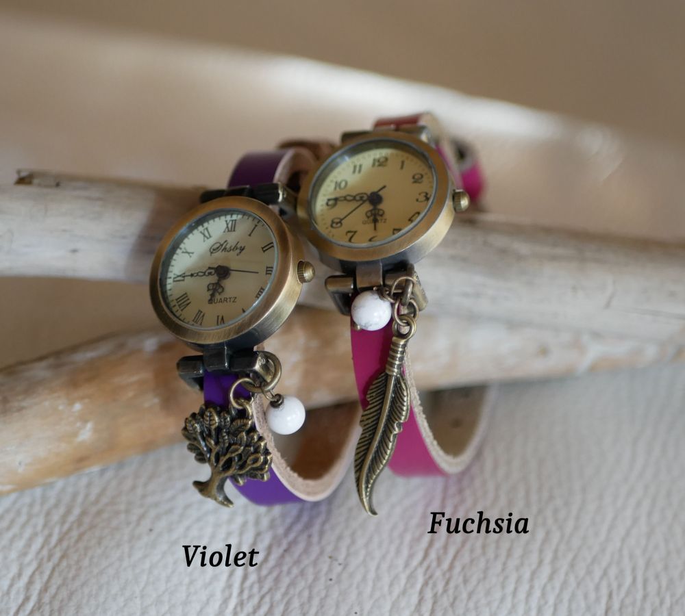 Orologio con bracciale in pelle, completamente personalizzabile 