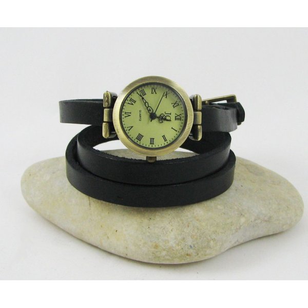 Orologio con bracciale in pelle personalizzabile a 3 giri