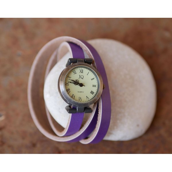 Orologio con bracciale in pelle personalizzabile a 3 giri