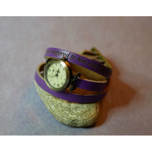 Orologio con bracciale in pelle personalizzabile a 3 giri