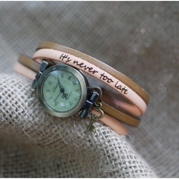 Orologio da polso personalizzabile in pelle a doppio giro di colori