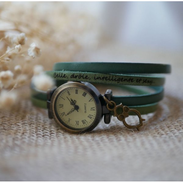 Orologio da polso personalizzabile in pelle a doppio giro di colori