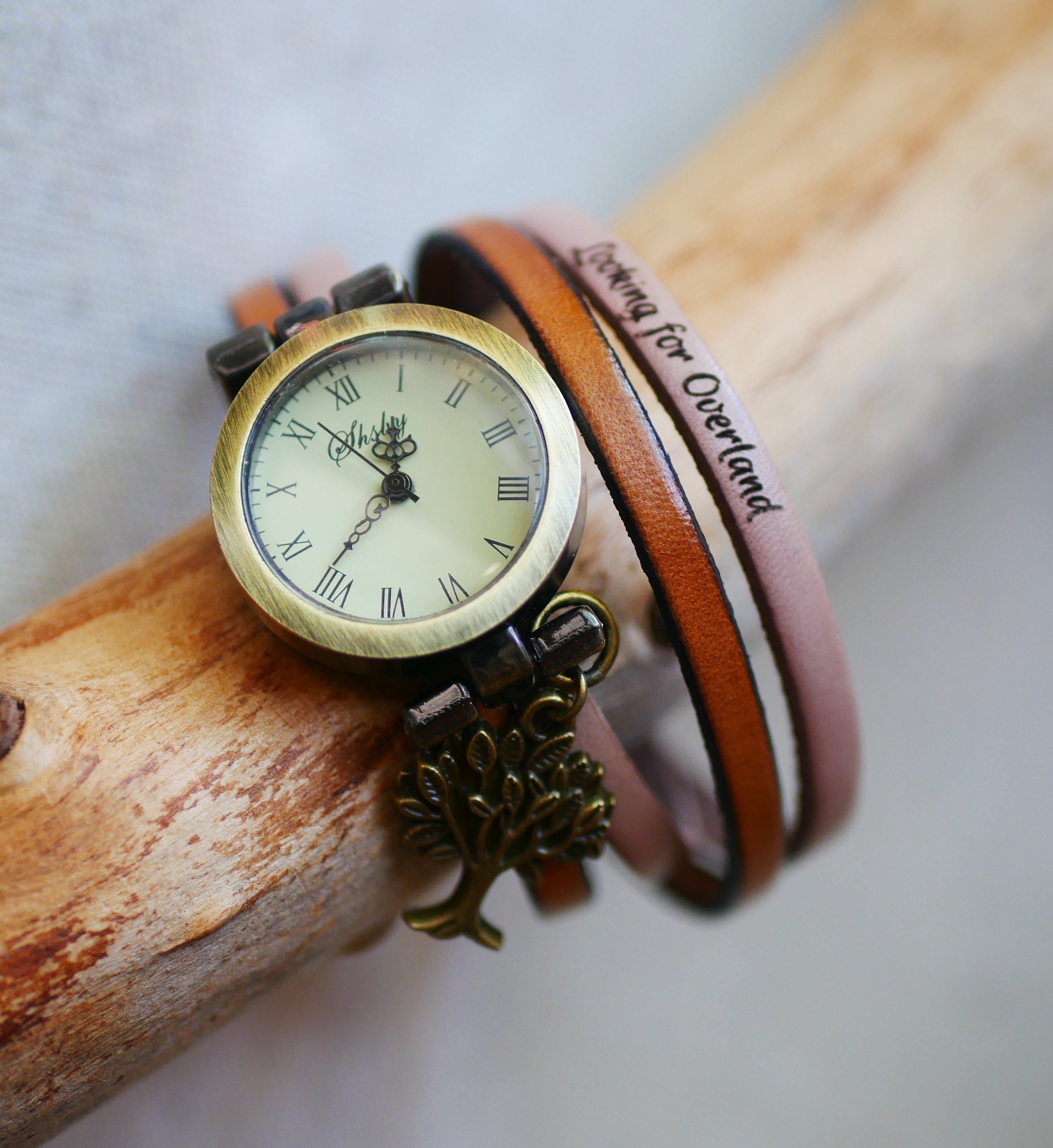 Orologio da polso personalizzabile in pelle a doppio giro di colori