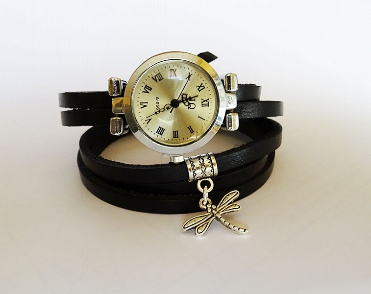 Orologio bracciale con ciondolo a 5 giri Dragonfly