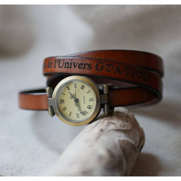 Orologio triplo tour personalizzabile con quadrante bronzo 