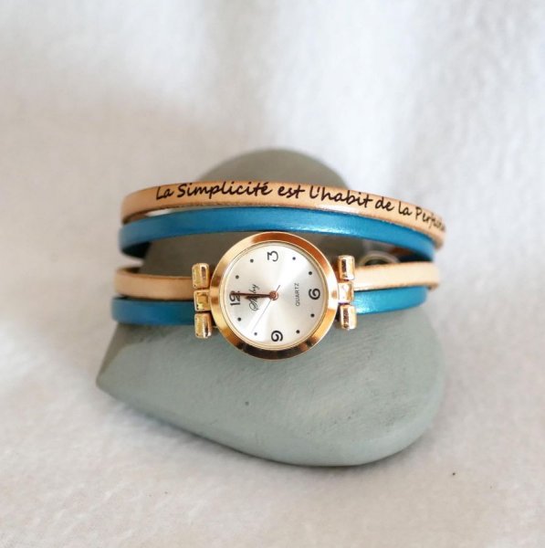 Orologio con quadrante in oro rosa e bracciale a doppio giro da personalizzare