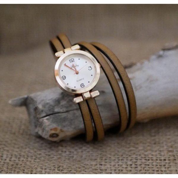 Orologio con quadrante in oro rosa e bracciale a doppio giro da personalizzare