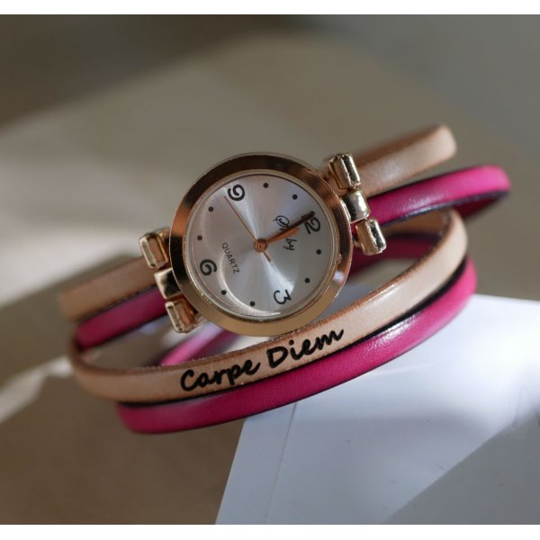 Orologio con quadrante in oro rosa e bracciale a doppio giro da personalizzare