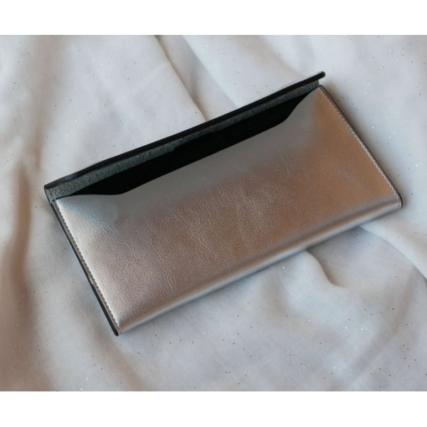 Portafoglio in pelle grigio argento da personalizzare