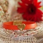 Bracciale in pelle e cuore in bronzo vielli personalizzabile 