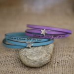 Bracciale in pelle da donna, personalizzabile, design a stella argentata