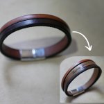 Bracciale da uomo in pelle bicolore con messaggio inciso nascosto