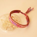 Bracciale Florâme con nastro liberty Polly su pelle rosa antico