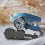 Orologio in pelle double tour blu cielo