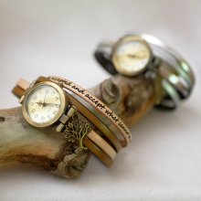 Orologio personalizzato in pelle a doppio giro con quadrante in numeri arabi