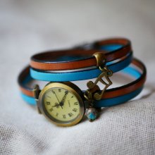 Orologio da polso in pelle a doppio giro personalizzabile con ciondolo